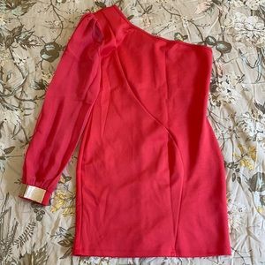 Pink one sleeve dress